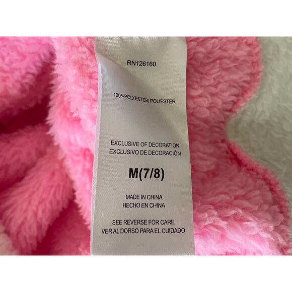 Betsey Johnson Girls Pink and White Fleece Zip Up Hoodie,  Size 7/8 - Picture 8 of 8